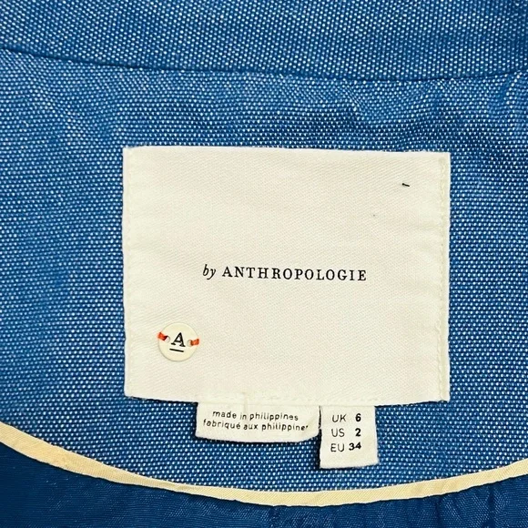 ANTHROPOLOGIE Cartonnier Cropped Frayed Hem Blazer Size 2 - Picture 7 of 10